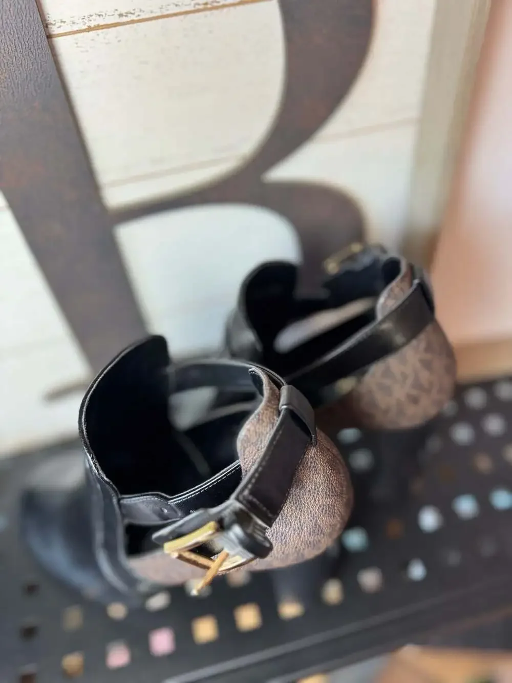 Michael Kors Lawson Logo and Leather Open-Toe Bootie - Picture 7 of 9